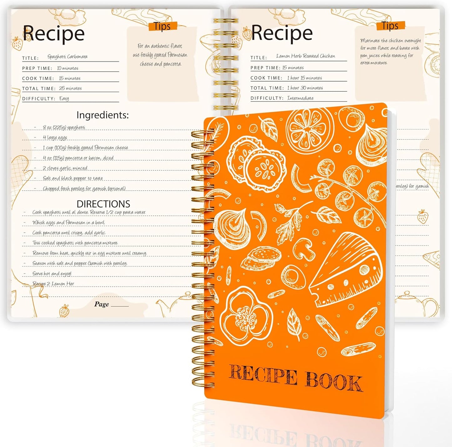 snootion Recipe Book - A5 Personal Blank Recipe Notebook to Write in Your Own Recipes, Spiral Twin-Wire Binding, 100gsm
