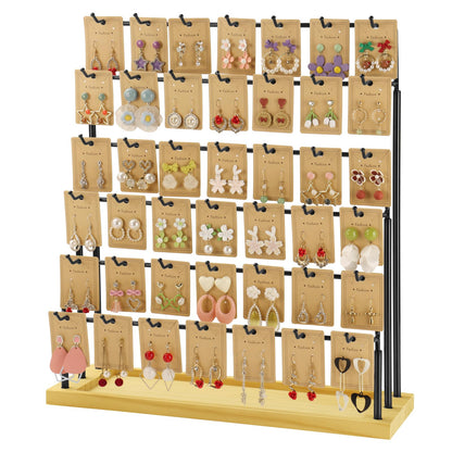 Jewelry Display for Vendors,6 Tiers 42 Hooks Earring Rack Display Holder Stand, Earring Organizer Holder for Necklaces Rings Bracelets Keychains,Jewelry Display for Selling with Earrings Cards-Black
