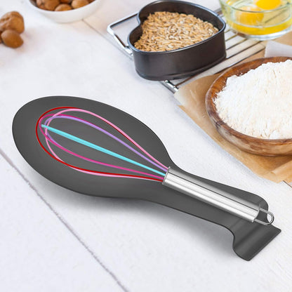 LIANYU Black Spoon Rest - Stainless Steel Spatula Ladle Spoon Utensil Holder for Kitchen Counter, Dishwasher Safe