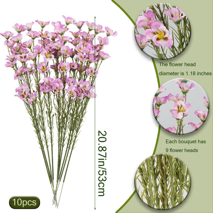 CITYES 10 Pcs Artificial Wildflowers Fake Flower Stems 21" Silk Spring Flowers Forsythia Light Purple Faux Wildflowers Floral Stems for Flower Arrangements Home Decor Indoor Outdoor Centerpieces
