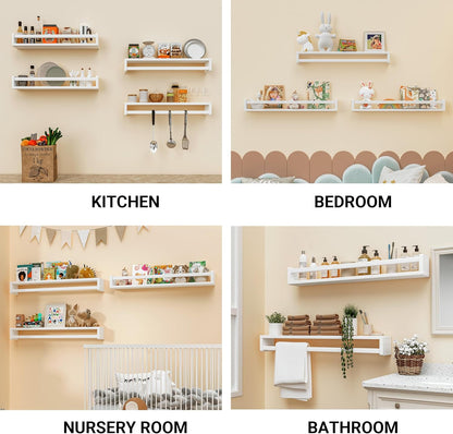 Heimlove 32 inch Set 3 Nursery Floating Shelves, Solid Wood Nursery Book Shelves for Wall, Bookshelf for Kids, Wall