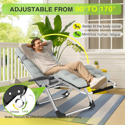 Suteck Zero Gravity Chair - Reclining Camping Lounge Chair with Removable Cushion & Cup Holder