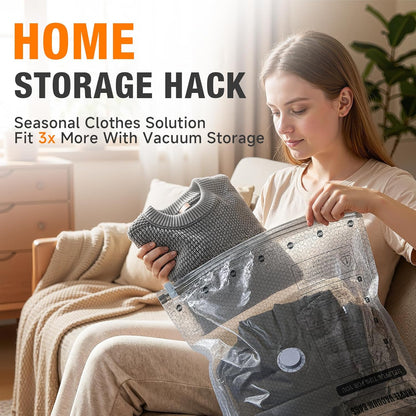 Skiennix Space Saver Vacuum Storage Bags - Portable Electric Pump Included | 15 Combo Set for Clothing & Blankets