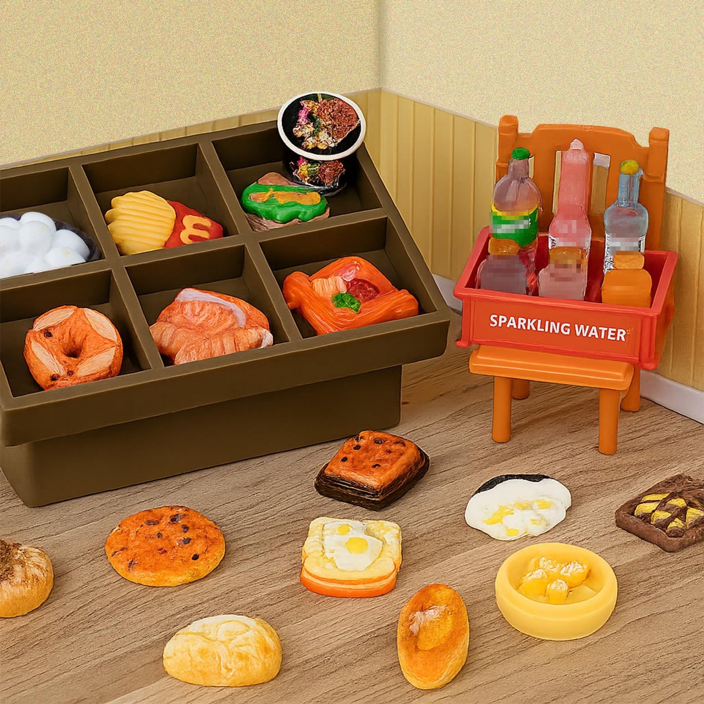 100 Pcs Miniature Food Drink Bottles Soda Pop Cola Cans Pretend Play Kitchen Game Party Accessories Toys Cake Ice Cream for 1/12 Doll House Mixed Mini Resin Figures Favor Toy Dollhouse Decorations