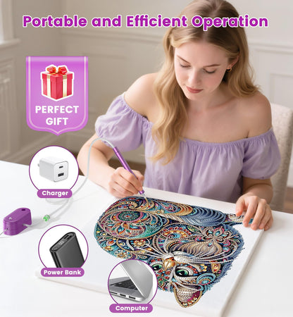 WOLIOS Electric Diamond Painting Pen – Premium Vacuum Art Tools, Art Painting Accessories and Tools Without Wax, Diamond Kits with Storage Tray, Quiet and Long-Lasting (Purple