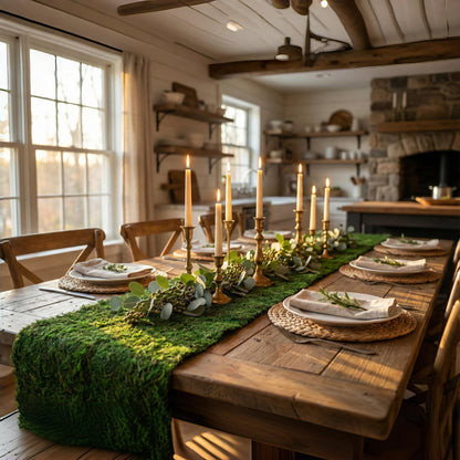 BYHER Fake Moss Table Runner 71" x12" - Realistic Green Moss Sheet for Crafts, Garden Party Decorations, Woodland Theme, Forest Decor 30x180CM