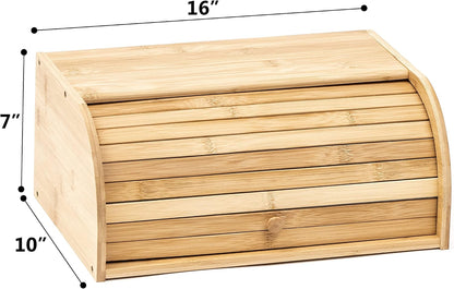 Trademark Innovations 16" Tan Bamboo Rolltop Bread Box by