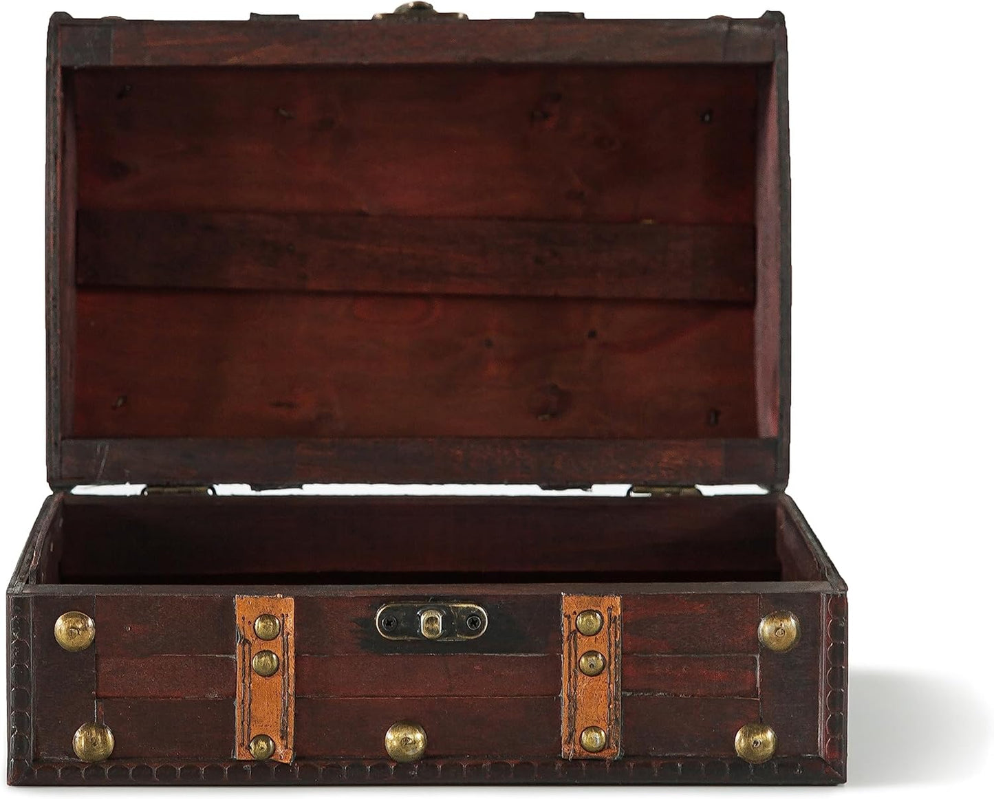 SLPR Wooden Storage Box with Hinged Lid and Handle - Small Decorative Wood Treasure Chest, 11" x 7" x 5.7"