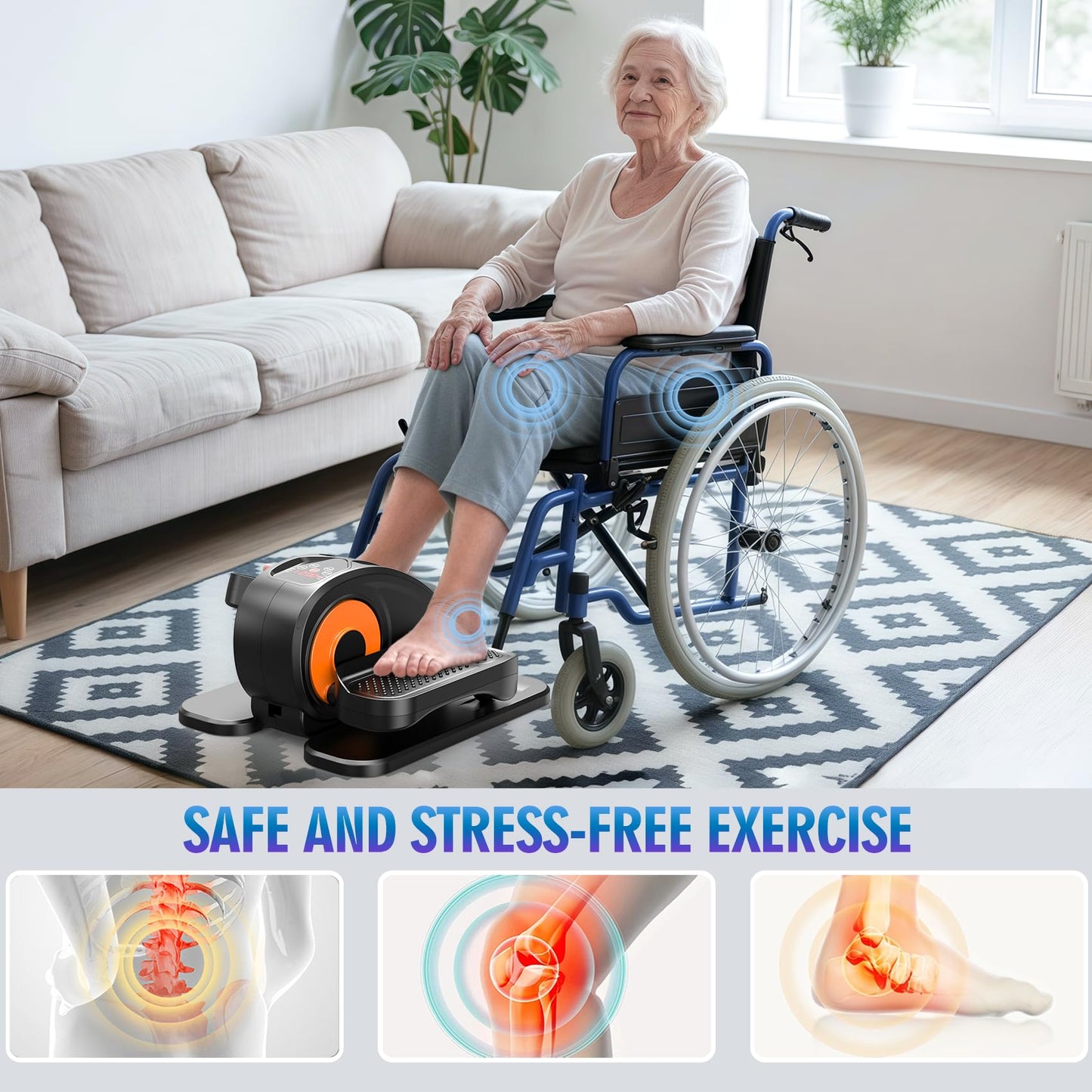 GUGTTR Under Desk Elliptical Machine, Ellipse Leg Exerciser for Seniors Fully Assembled, Quiet & Portable Electric Seated Pedal Exerciser with Remote Control & 12 Adjustable Speeds