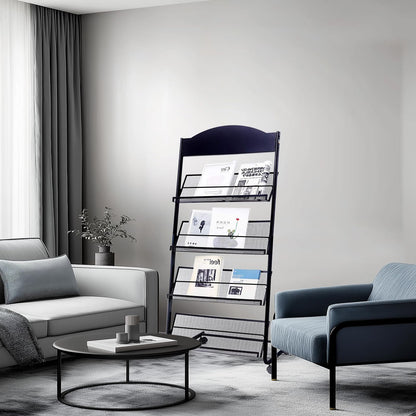 Yinghao Floor Standing Magazine Rack, 4 Layer Iron Magazine Rack Floor, Suitable for the Display of Brochures or Documents in Exhibitions, Shopping Malls, Hospitals, Offices