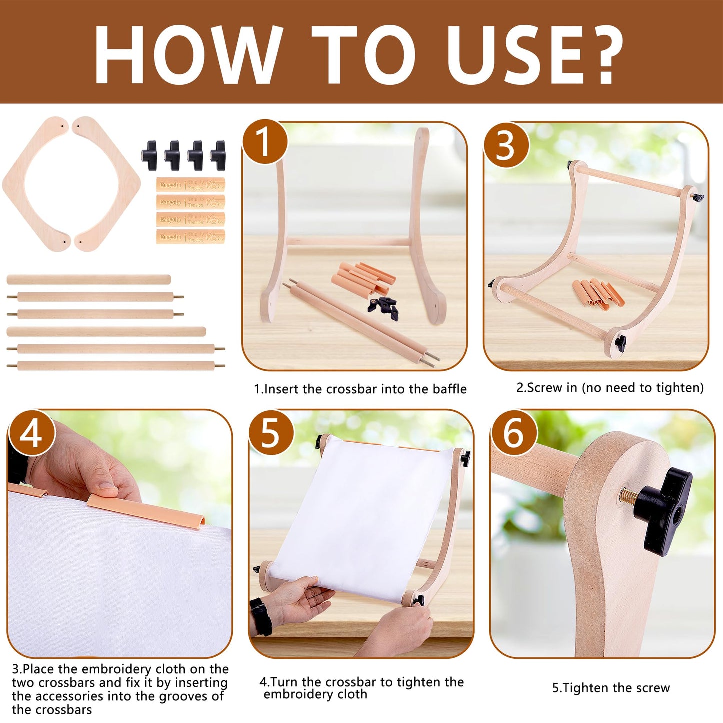 codree Adjustable Embroidery Table Stand, Wood Embroidery Hoop Holder, Hands-Free Cross Stitch Scroll Frame Needlepoint Stand for Lap or Table Top Stitching Sewing Supplies Craft Tool