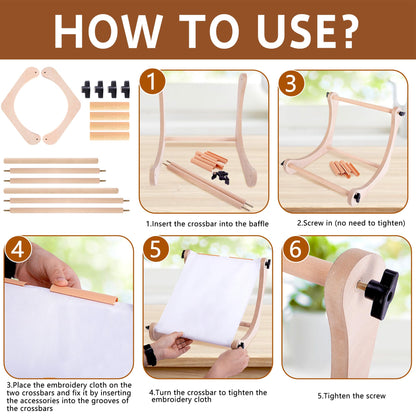 codree Adjustable Embroidery Table Stand, Wood Embroidery Hoop Holder, Hands-Free Cross Stitch Scroll Frame Needlepoint Stand for Lap or Table Top Stitching Sewing Supplies Craft Tool