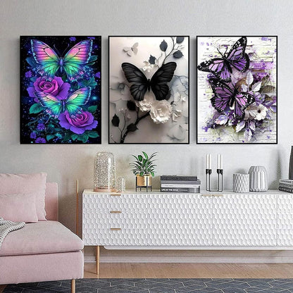 Xylogist 3 Packs Butterfly Diamond Art Kits for Adults, Butterflys Diamond Painting for Beginners, 5D DIY Full Drill Diamonds Gem Craft Art Home Wall Decor 12x16 Inch