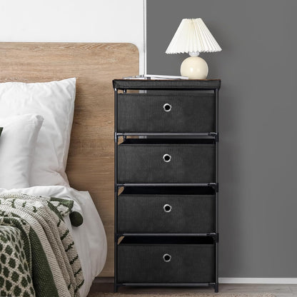 MOOACE Fabric Storage Dresser with 4 Drawers, Clothes Organizer and Storage Tower, Black