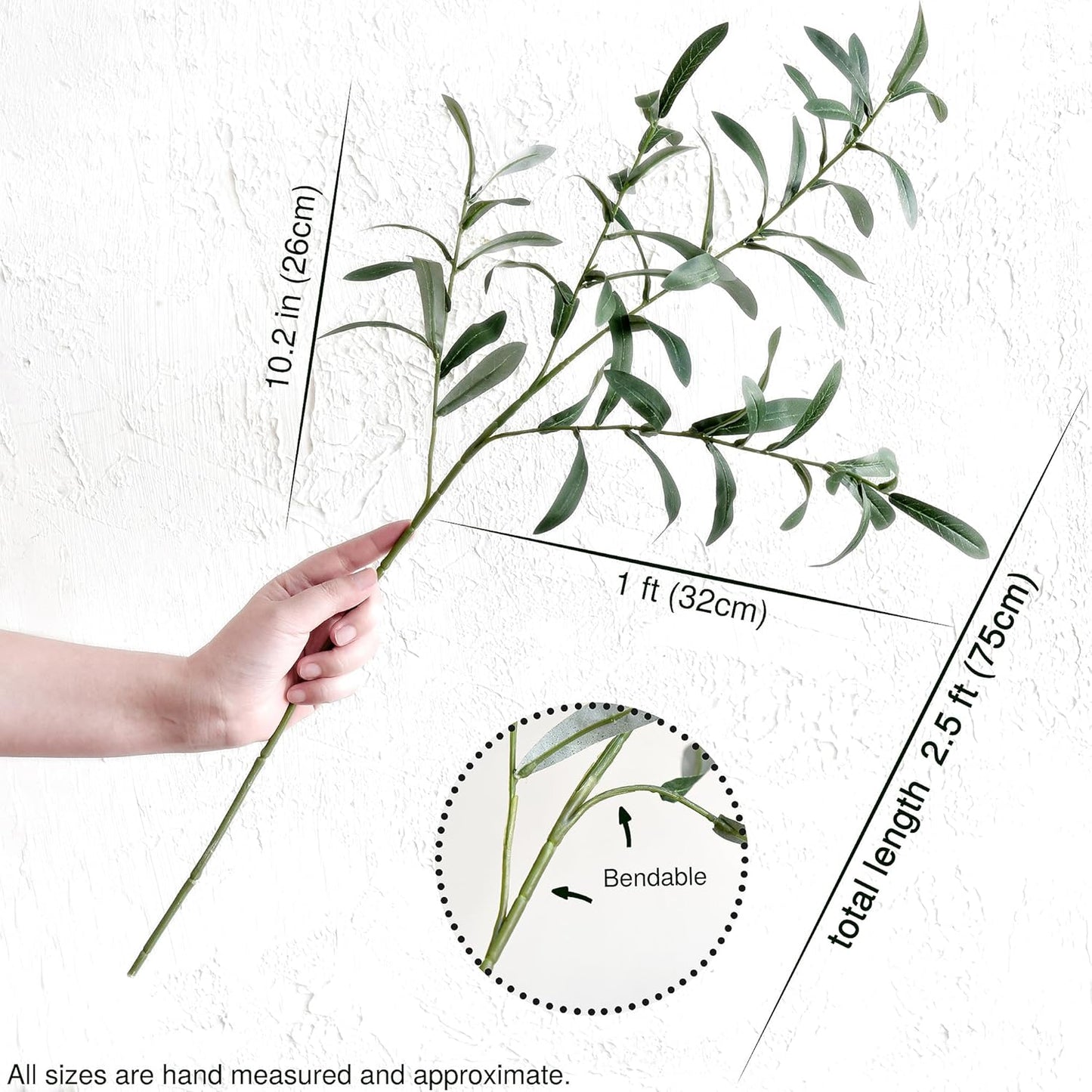 FiveSeasonStuff Lifelike Olive Branches - Premium 30-inch Faux Greenery with Realistic Leaves for Home and Events