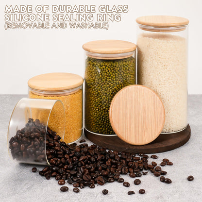 2PCS Glass Storage Jars with Airtight Lids,32 fl oz (950ml) Cute Clear Storage container with bamboo Lid,Glass Pantry Canister for Beans, Rice,Sugar,Cookie Coffee (N-Clear-2PCS-32FL OZ/950ML)