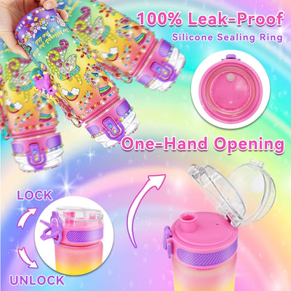 EDSPORTSHOUSE Decorate Your Own Water Bottle Kits for Girls Age 4-6-8-10,Unicorn Painting Crafts,Fun Arts and Crafts Gifts Toys for Girls Birthday Christmas(Unicorn)