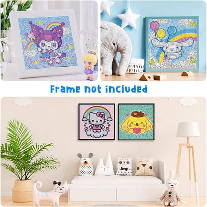 YSUNETER Diamond Painting Kits for Kids Beginner - 4 Pack DIY 5D Full Drill Diamond Art Kits for Children, Cute Animals Round Crystal Rhinestone Gem Art Crafts Home Wall Art Decor 5.9 x 5.9 Inches