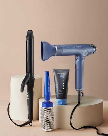 Bio Ionic BlueWave Conditioning Square-Round Brush – Create Volume & Smooth Hair Quickly, Crimped Bristles Add Root Tension, Styling Brush For Bouncy Blowouts, All Hair Types & Textures