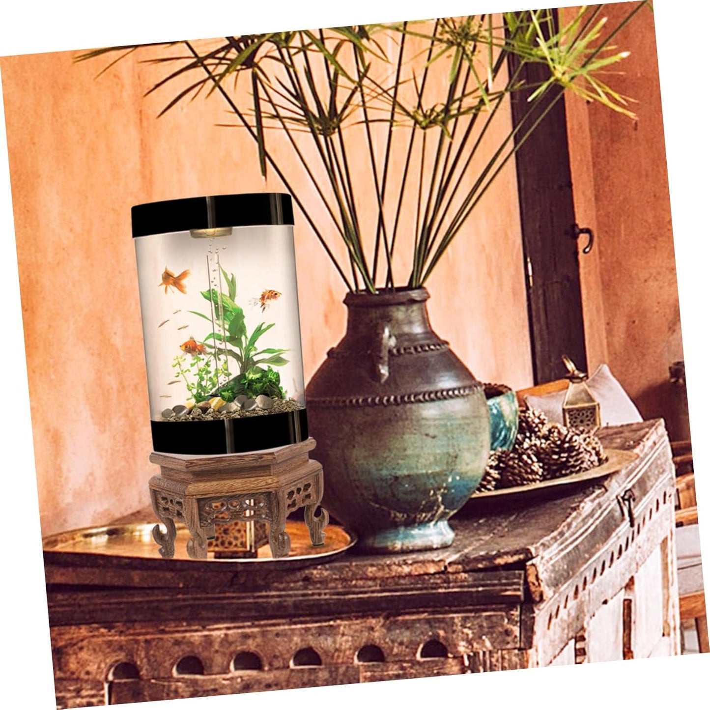 Wooden Flower Pots Display Shelf, Planter Risers, Indoor Desktop Wood Plant Stand, Wooden Base Ornaments