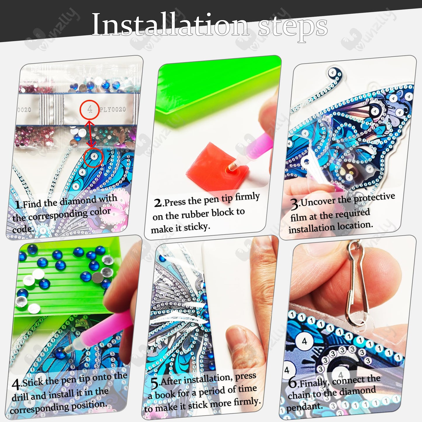 Yunzlly DIY Hanging Diamond Art Pendant Kit, Special Crystal Double Sided Diamonds Painting Ornament Kit for Adults, Acrylic Gem Painting Board for Window&Door&Wall (Turtle)