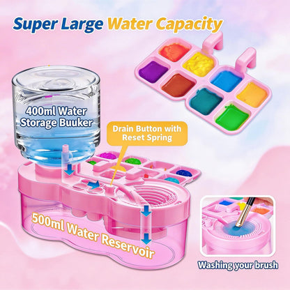 Paint Brush Cleaner Tool - Brush Washer Painting Station, Paintbrush Cleaners Water Dispenser Circulation, Art Acrylic Cleaning Watercolor Rinser for Kids Adult Artist