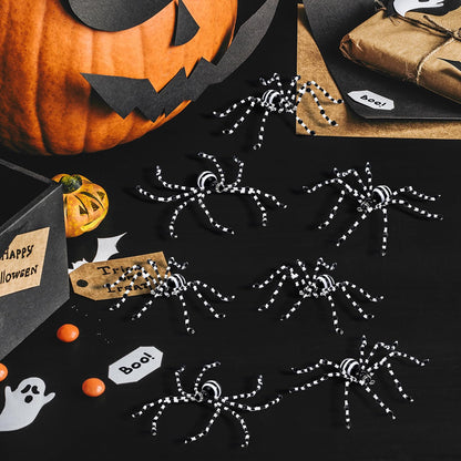 Reallnaive 8 Pcs Black and White Halloween Spider Ornament Beaded Hanging Ornaments Decorations for Halloween Decor Gift
