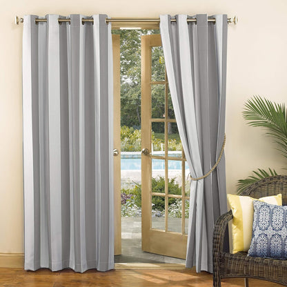 Sun Zero Valencia Cabana Stripe Indoor/Outdoor UV Protectant Energy Efficient Grommet Curtain Panel