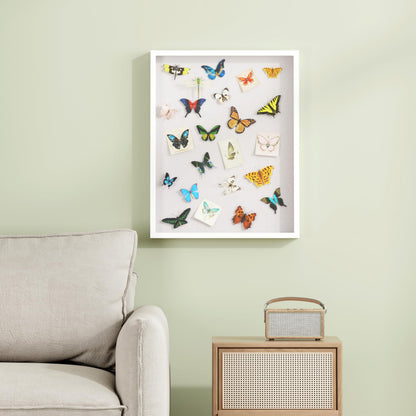 Muzilife 16x20 Shadow Box Frame in White with MDF Wood Frame and Soft Linen Back, Large Shadow Box Display Case for Memorabilia, Photos, Flowers for Wall or Tabletop Display with 8 pins