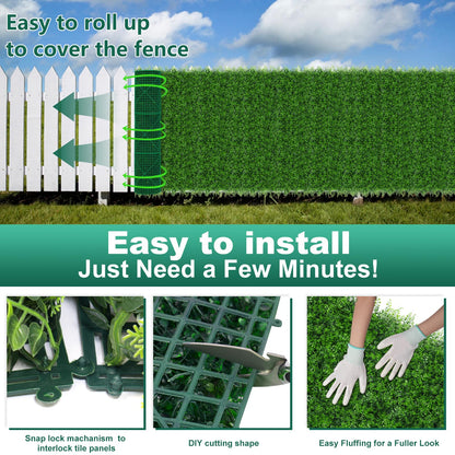 Yangrass Grass Wall Panels, 40"x120" (33.33 sqft) Artificial Boxwood Hedge Roll Privacy Screen, Green Wall Decor with UV Protection, Greenery Backdrop for Garden Indoor Outdoor Decor