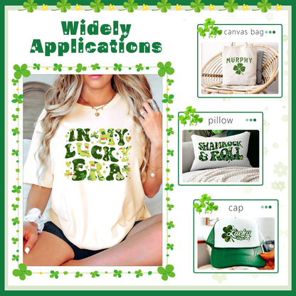 HTVSTD Classic Four Leaf Clover Heat Transfer Vinyl - 14 Sheets 12'' x 10'' Lucky Clover HTV for DIY Crafts, St. Patrick's Day, Irish Pride