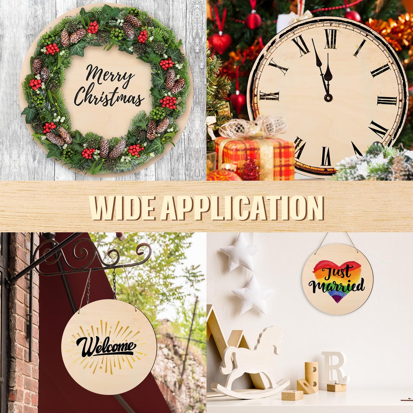 Suzile 20 Pcs Blank Wood Rounds Unfinished Wooden Crafts Signs Circles Discs for DIY Christmas Home Decor Painting Door Hanger Design(8 Inch)