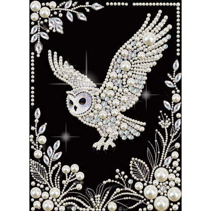 MVVMTOP Pearl Diamond Painting Kits for Adults Beginners, 5D DIY owl Diamond Art with Half Round Pearl Drills and Crystal Rhinestones, Sparkling Diamond Dots Craft for Home Wall Decor