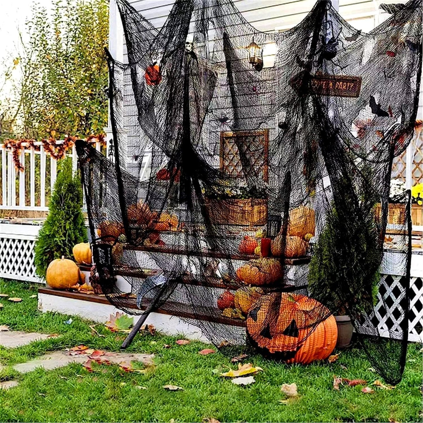 Sunlisky Halloween Creepy Cloth - 8 Pack Black - 76x30 Inch Cotton Gauze Fabric - DIY Spooky Decor for Haunted House,Spider Web,Ghost - Indoor Outdoor Halloween Party Decorations