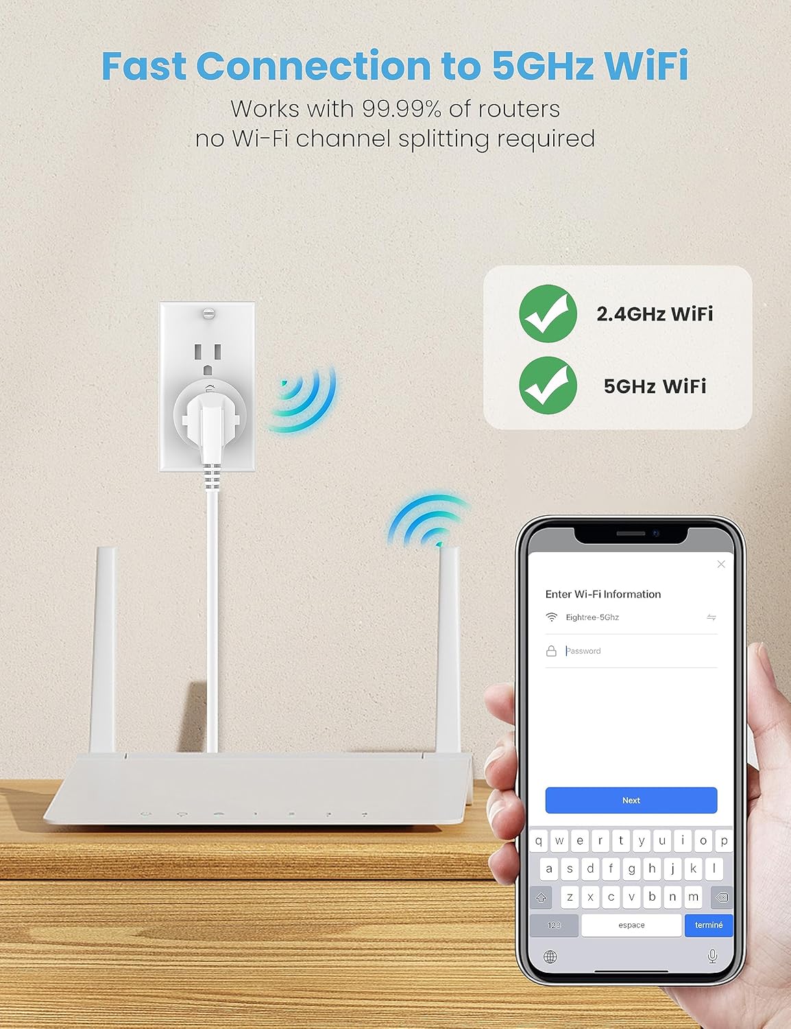 Eightree Smart Plug 5GHz & 2.4GHz, Smart Outlet WiFi Socket with APP Remote Control, Compatible with Alexa & Google Home, 4 Packs
