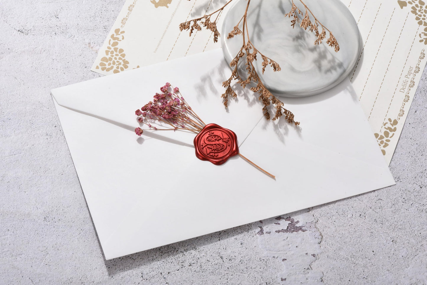 Yoption 50pcs Initial Alphabet S Wax Seal Stickers, Metallic Red