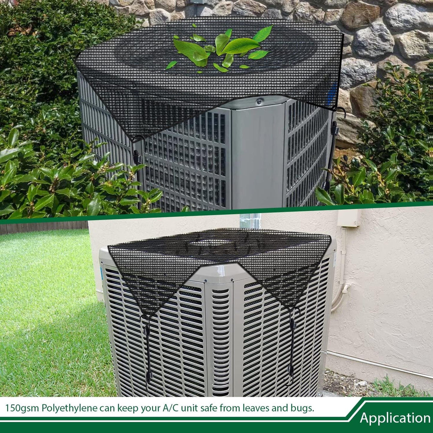 Air Conditioner Cover 28" X 28" for All Seasons, Includes Bungee Cords, Solid Black AC Compressor Condenser Top Cover
