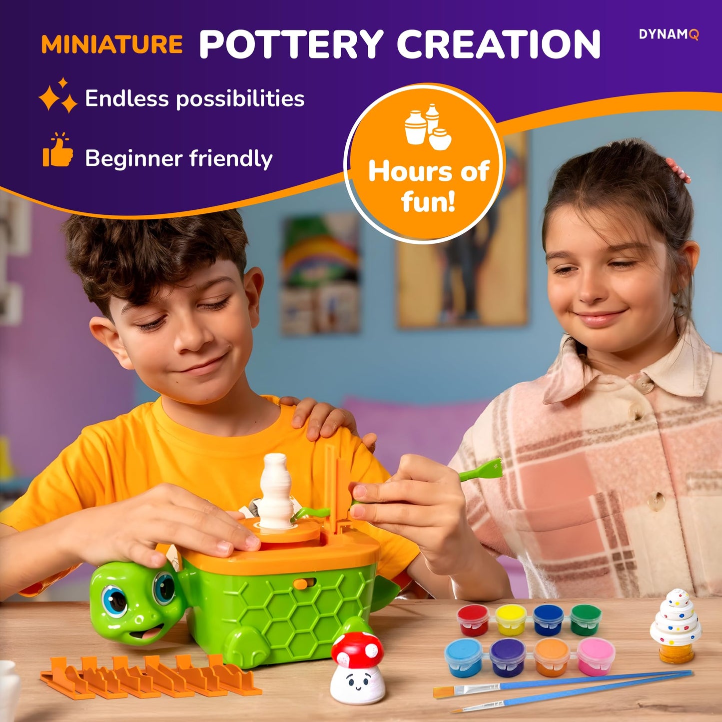 Precision Mini Pottery Wheel for Kids - Complete DIY Pottery Studio Kit with High Power Motor & Air Dry Clay - Create 12 Miniature Projects - Great for Kids Ages 8-12, Engineered for Perfect Creations