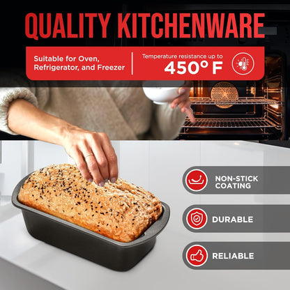 Bakken Swiss Loaf Pan Set, 4-Piece Deluxe Nonstick Carbon Steel Bakeware for Bread and Cakes