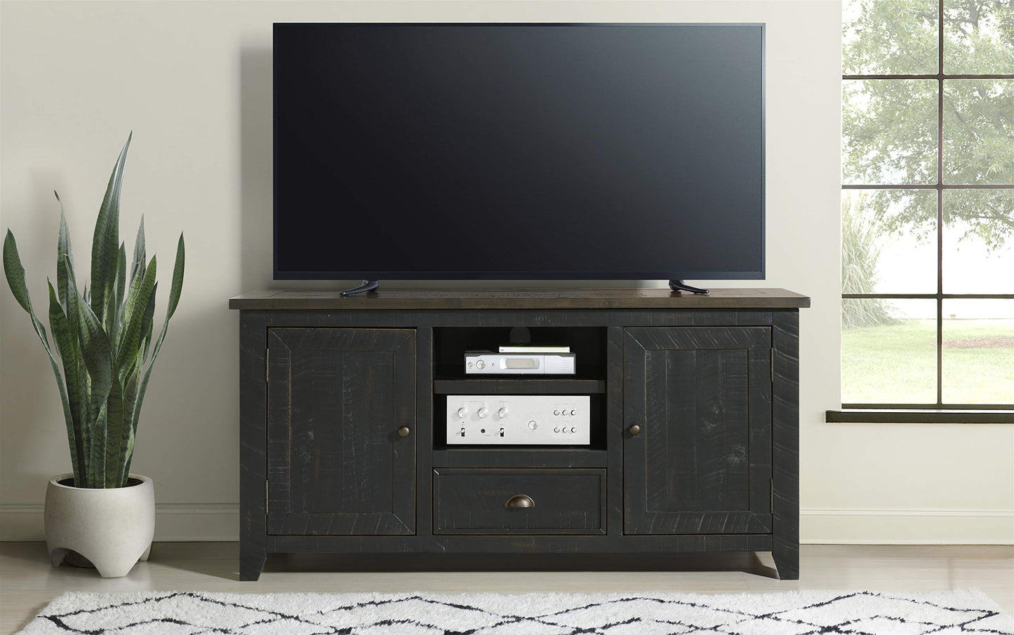 Martin Svensson Home Monterey TV Stand, Black with Brown Top
