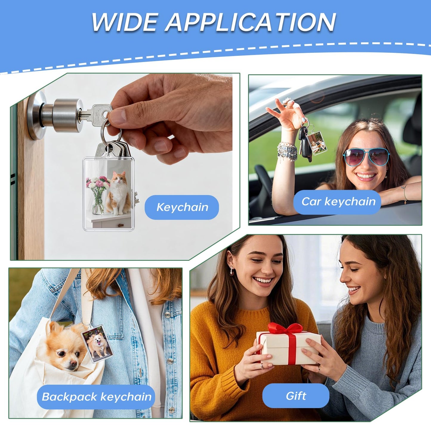 ZZYFGH 16 Pcs Photo Frame Keychain (2 * 3 inch) Picture Frame Keychains Bulk, Acrylic Clear Rectangle Photo Keychain for DIY Craft Graduation Gift - Suitable for Photo Size 1.75 inch x 2.75 inch