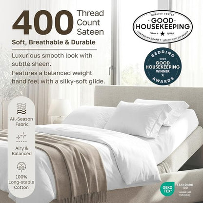 California Design Den Split King Bed Sheet Set - 100% Cotton, 400 TC, Silky Sateen, Deep Pockets - Peacock Blue