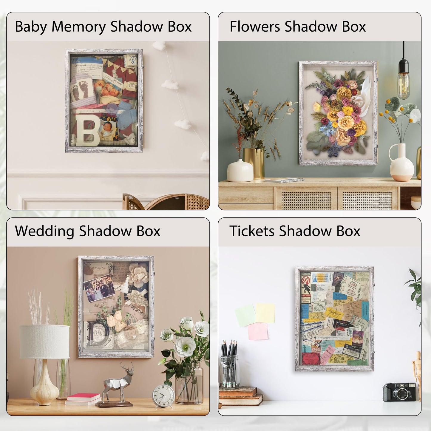 Hodeframe Shadow Box Frame 18x24, Wood Shadow Box Display Case with Glass Window Metal Lock, Memory Box for Memorabilia Awards Medals Photos Black