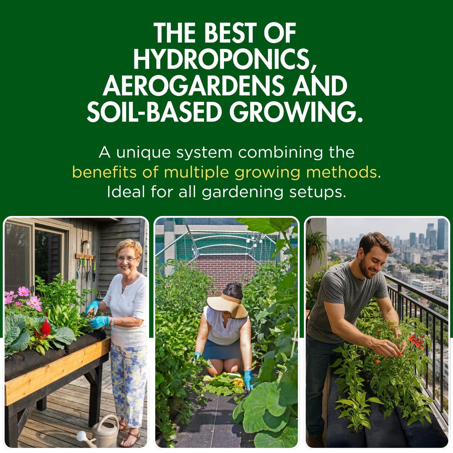GardenSoxx 4x4 (16 sq ft) Home Gardening Kit with Drip Irrigation System – Flexible Fabric Garden Planters for Outdoor Plants, No Tools, Fits Any Space, Indoor & Outdoor Growing Solution