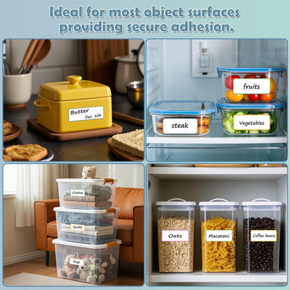 PPB Dry Erase Labels Sticky Notes for Containers, Reusable Waterproof Removable Stickers for Storage Bins, Freezer, Kitchen, Classroom, Whiteboard, All Purpose Use (1.2”x 2”, Multicolor, 60 Dots)