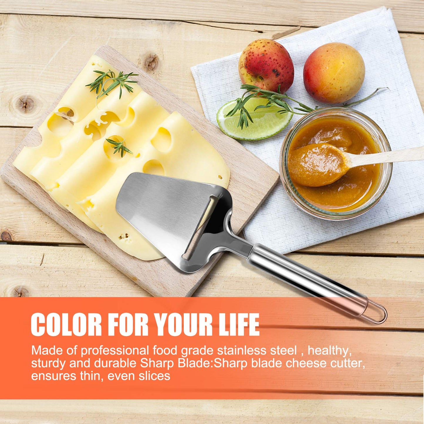 2 Pieces Stainless Steel Wire Cheese Slicer with Cheese Plane Tool, Adjustable Thickness Cheese Cutter for Soft, Semi-Hard, Hard Cheeses Kitchen Cooking Tool, Grey
