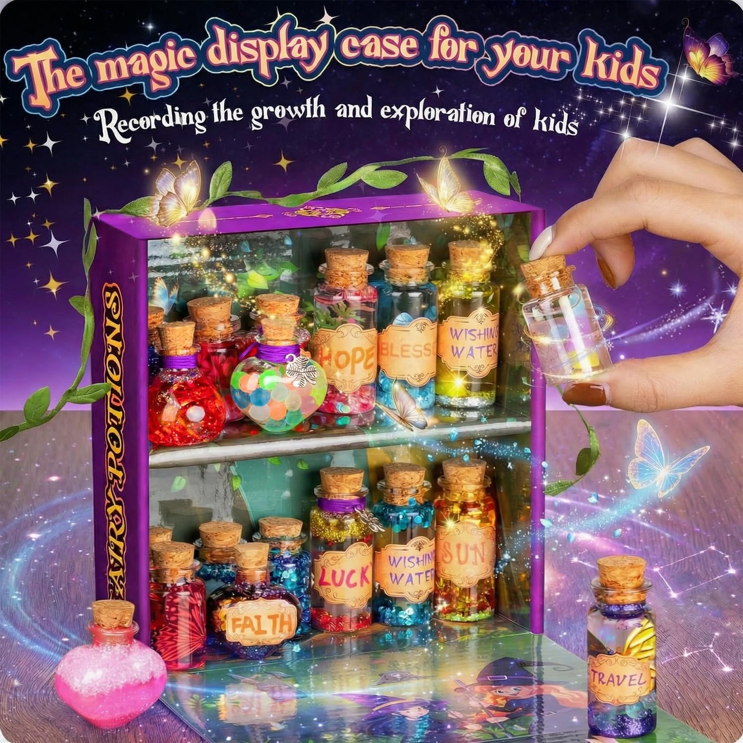 Alritz Fairy Potions Kit for Kids - Magic Potion Making Kit 20 Bottles, Glitter Crystals, Gifts for Girls Ages 6+ Year Old, Creative Craft Indoor Activity Party Birthday