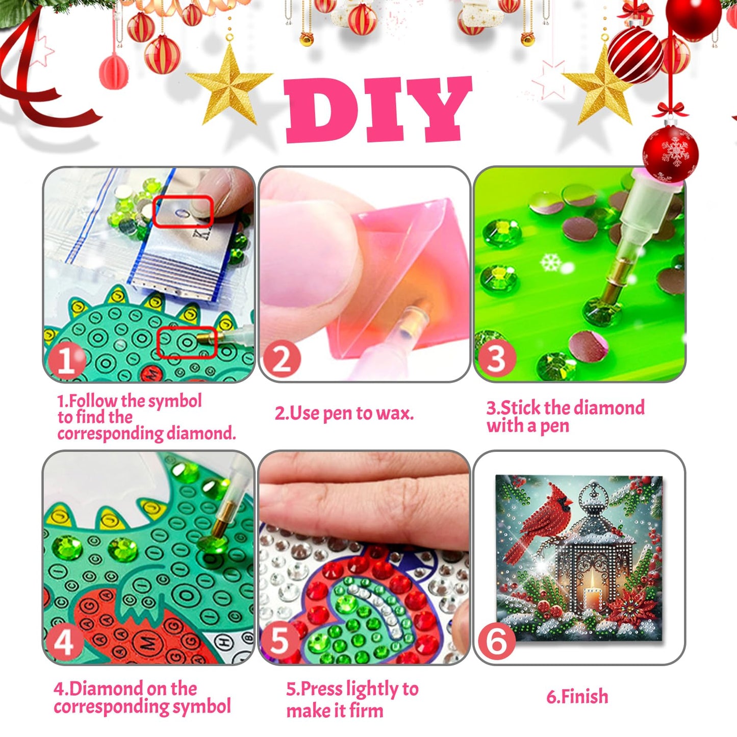 YOKUSHI 12 PCS Diamond Art Painting Christmas Greeting Cards with Envelopes, Snowman Craft DIY Card Making Kits for Adults Gifts (Christmas)