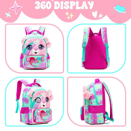 Meetbelify Cute School Backpacks for Girls Backpack with Lunch Bag for Elmentary Students Kids Travel Bookbag for Girls Age 6-12