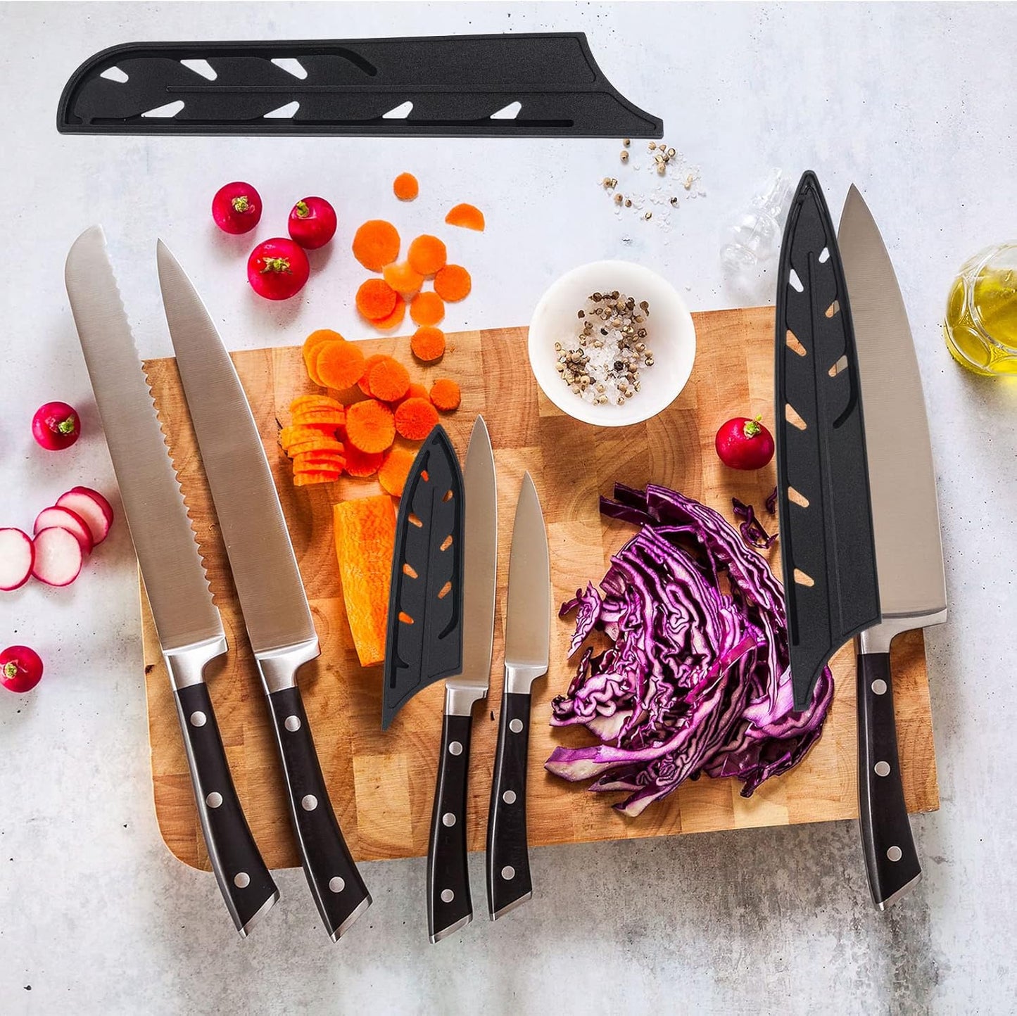 PATIKIL 2 Pack Plastic Safety Knife Cover Sleeves for 8" Chef Knife or 7" Santoku Knife, Universal Blade Protector